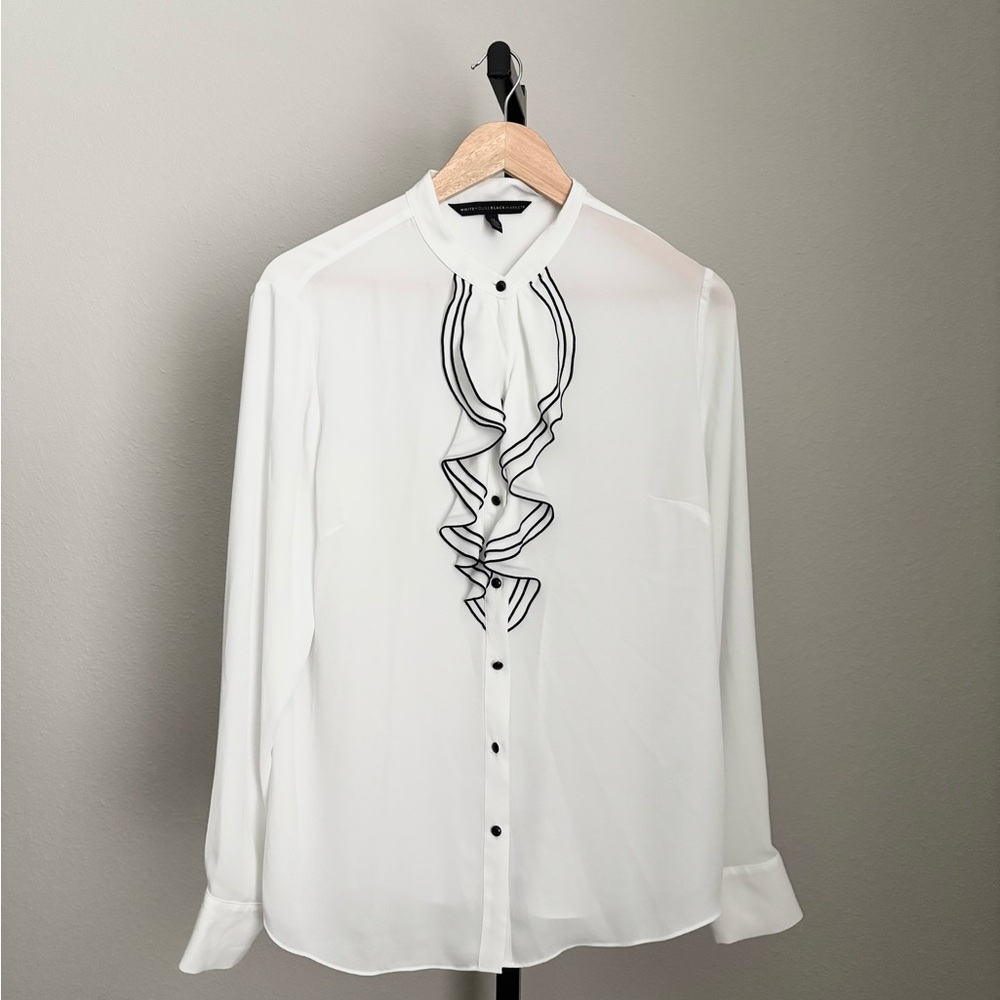 White House Black Market Ruffle Front Blouse